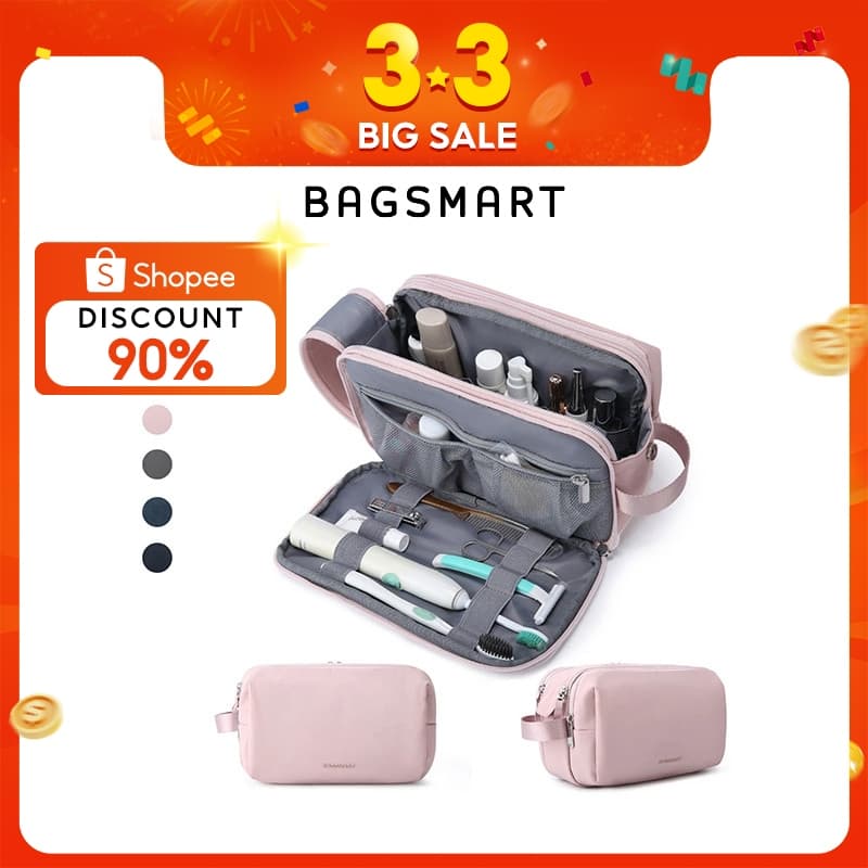 BAGSMART Túi đựng mỹ phẩm du lịch Túi đựng đồ vệ sinh cá nhân chống nước Túi đựng đồ trang điểm cho